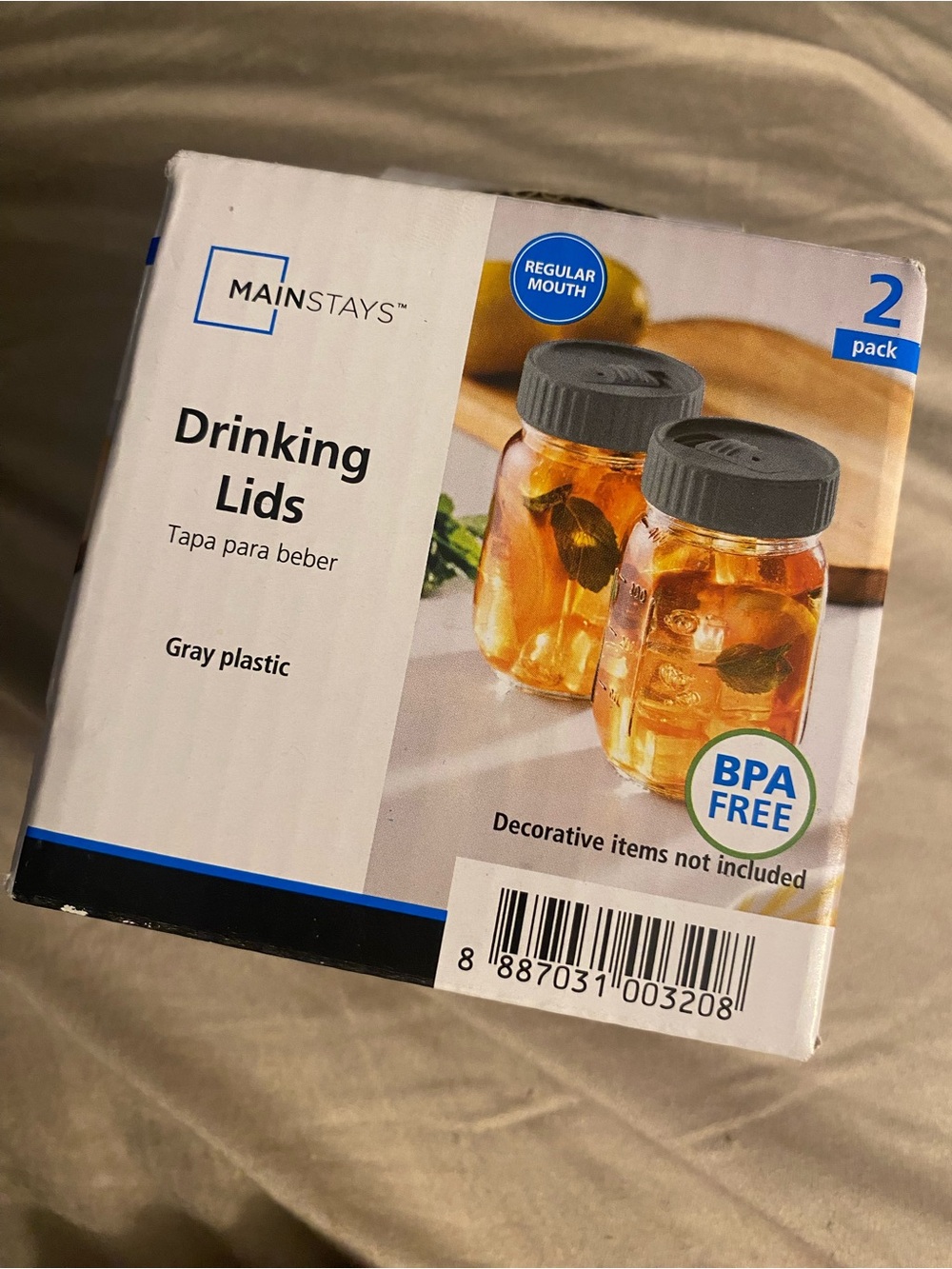 Mainstays Gray screw on Mason Jar Drinking Lids 2 Pack (Regular Mouth Mason Jars
